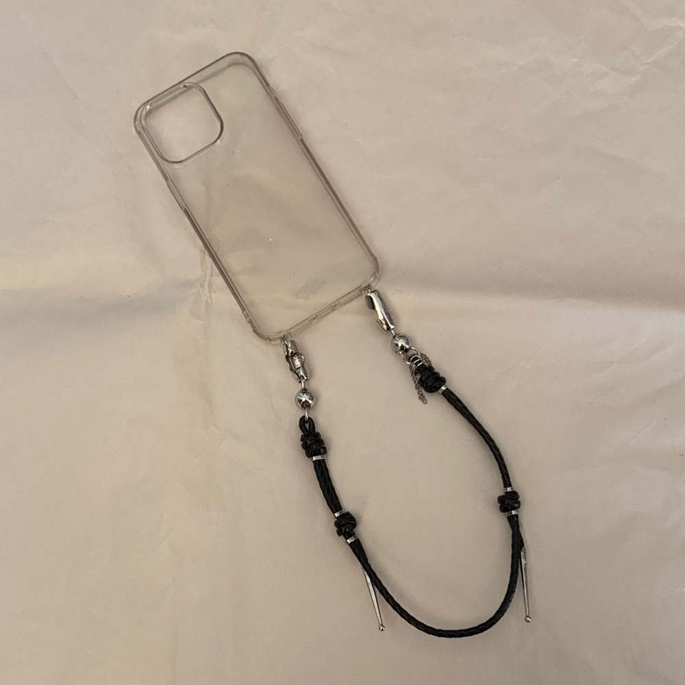 Ossa IPhone 15 Pro Max Phone Case with Black leather Wrist Strap